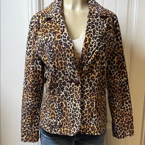 Larry Levine Animal Print Blazer, Soft, Red Lining, pockets, Y2K, careerware